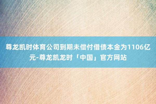 尊龙凯时体育公司到期未偿付借债本金为1106亿元-尊龙凯龙时「中国」官方网站