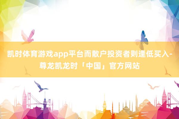 凯时体育游戏app平台而散户投资者则逢低买入-尊龙凯龙时「中国」官方网站