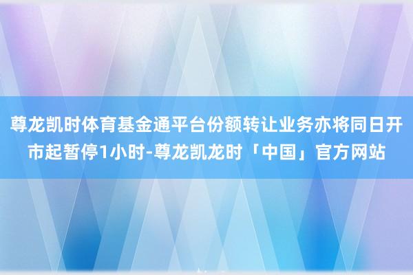 尊龙凯时体育基金通平台份额转让业务亦将同日开市起暂停1小时-尊龙凯龙时「中国」官方网站