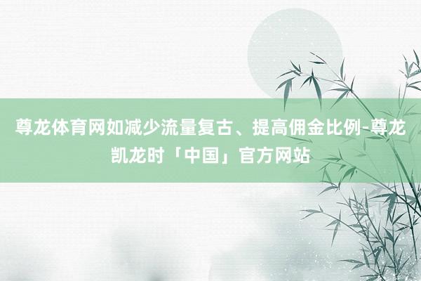 尊龙体育网如减少流量复古、提高佣金比例-尊龙凯龙时「中国」官方网站