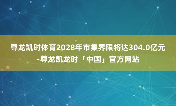 尊龙凯时体育2028年市集界限将达304.0亿元-尊龙凯龙时「中国」官方网站
