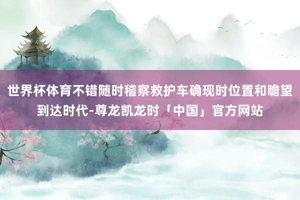 世界杯体育不错随时稽察救护车确现时位置和瞻望到达时代-尊龙凯龙时「中国」官方网站