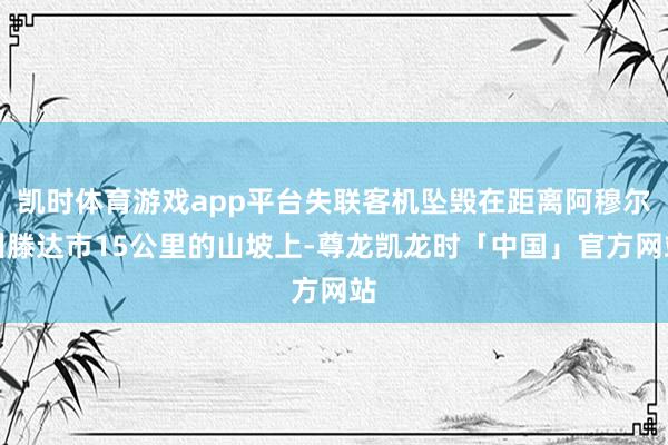 凯时体育游戏app平台失联客机坠毁在距离阿穆尔州滕达市15公里的山坡上-尊龙凯龙时「中国」官方网站