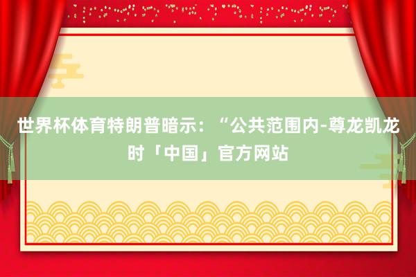 世界杯体育特朗普暗示：“公共范围内-尊龙凯龙时「中国」官方网站