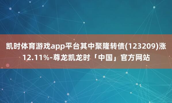 凯时体育游戏app平台其中聚隆转债(123209)涨12.11%-尊龙凯龙时「中国」官方网站
