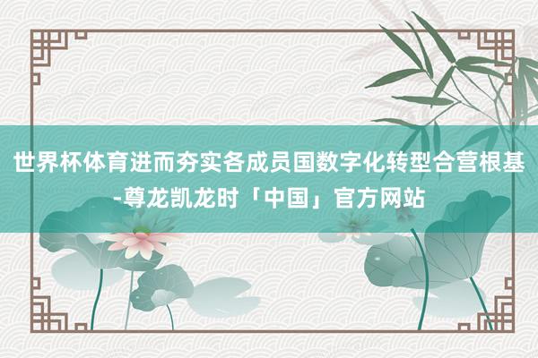世界杯体育进而夯实各成员国数字化转型合营根基-尊龙凯龙时「中国」官方网站