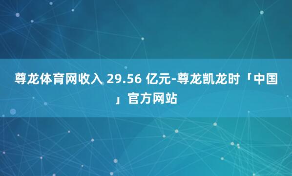 尊龙体育网收入 29.56 亿元-尊龙凯龙时「中国」官方网站