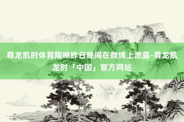 尊龙凯时体育陶琳昨日晚间在微博上泄露-尊龙凯龙时「中国」官方网站