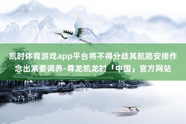 凯时体育游戏app平台将不得分歧其航路安排作念出紧要调养-尊龙凯龙时「中国」官方网站