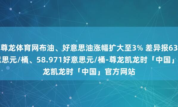 尊龙体育网布油、好意思油涨幅扩大至3% 差异报63.161好意思元/桶、58.971好意思元/桶-尊龙凯龙时「中国」官方网站