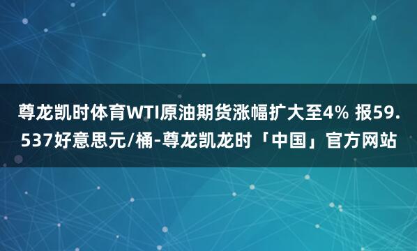 尊龙凯时体育WTI原油期货涨幅扩大至4% 报59.537好意思元/桶-尊龙凯龙时「中国」官方网站