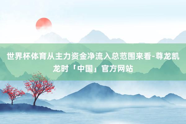 世界杯体育从主力资金净流入总范围来看-尊龙凯龙时「中国」官方网站