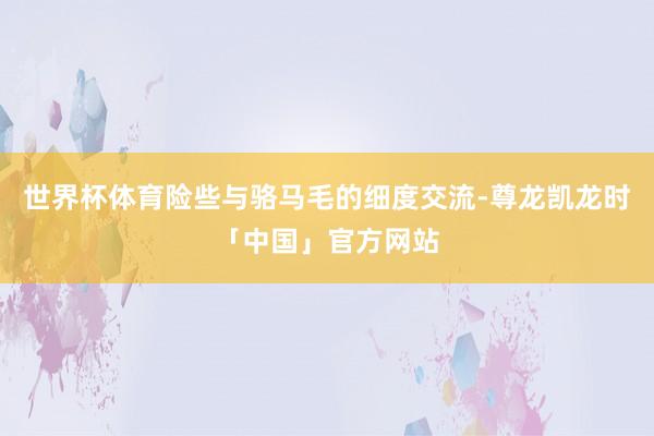 世界杯体育险些与骆马毛的细度交流-尊龙凯龙时「中国」官方网站