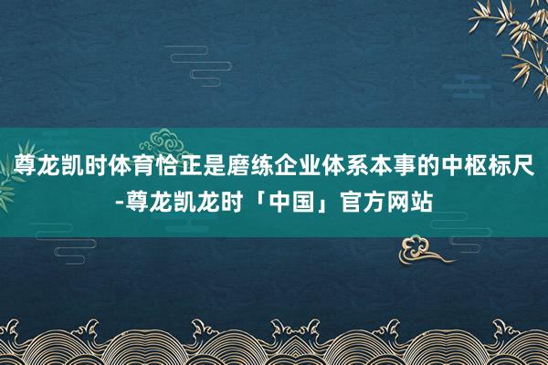尊龙凯时体育恰正是磨练企业体系本事的中枢标尺-尊龙凯龙时「中国」官方网站