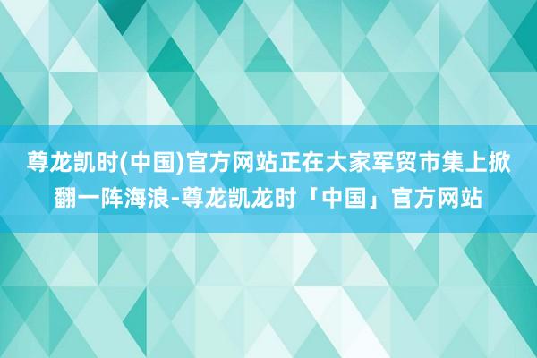 尊龙凯时(中国)官方网站正在大家军贸市集上掀翻一阵海浪-尊龙凯龙时「中国」官方网站